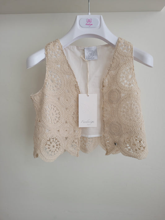 Gilet ricamato beige