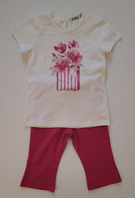 Completo maglia maniche corte e leggins bambina