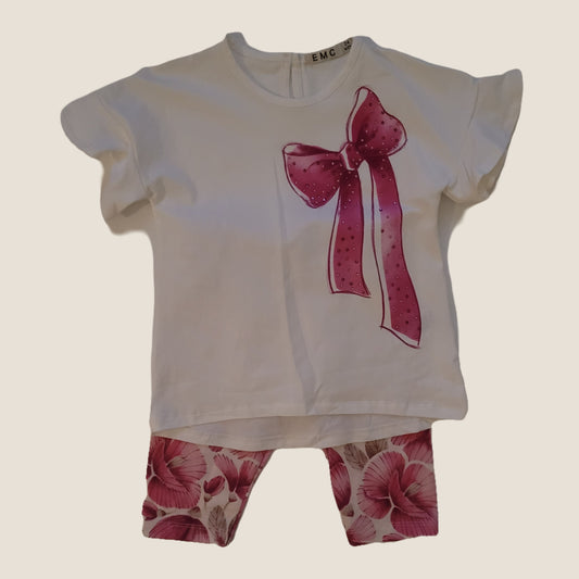 Completo maglia maniche corte leggins bambina