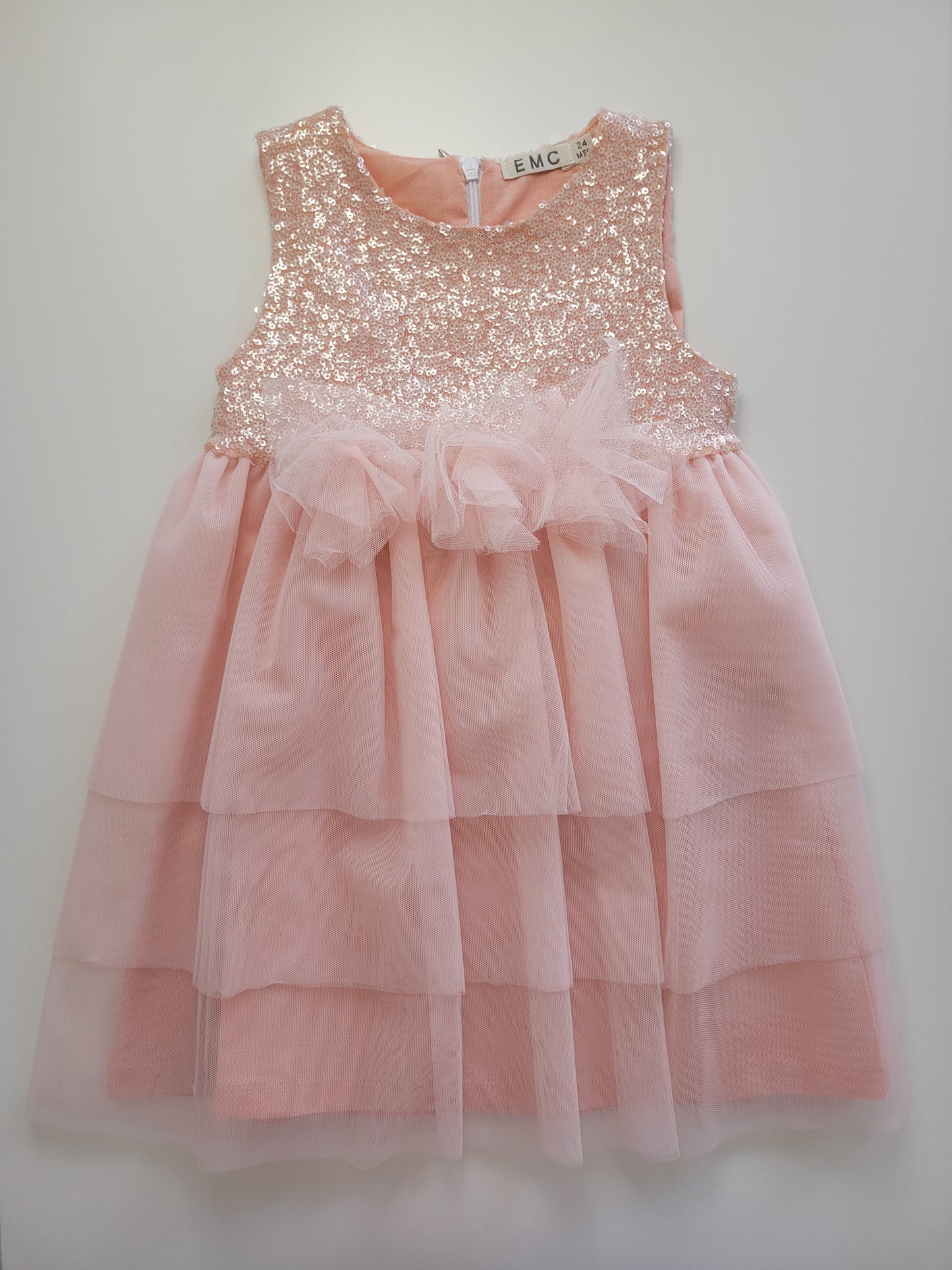 Abito tulle rosa con paiellettes