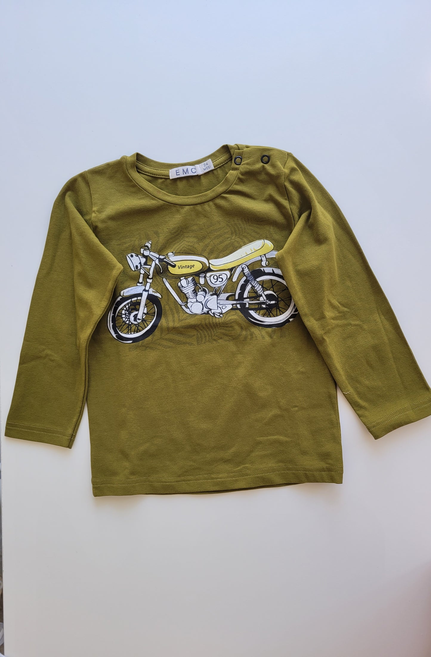 Maglia maniche lunghe  verde cotone bambino